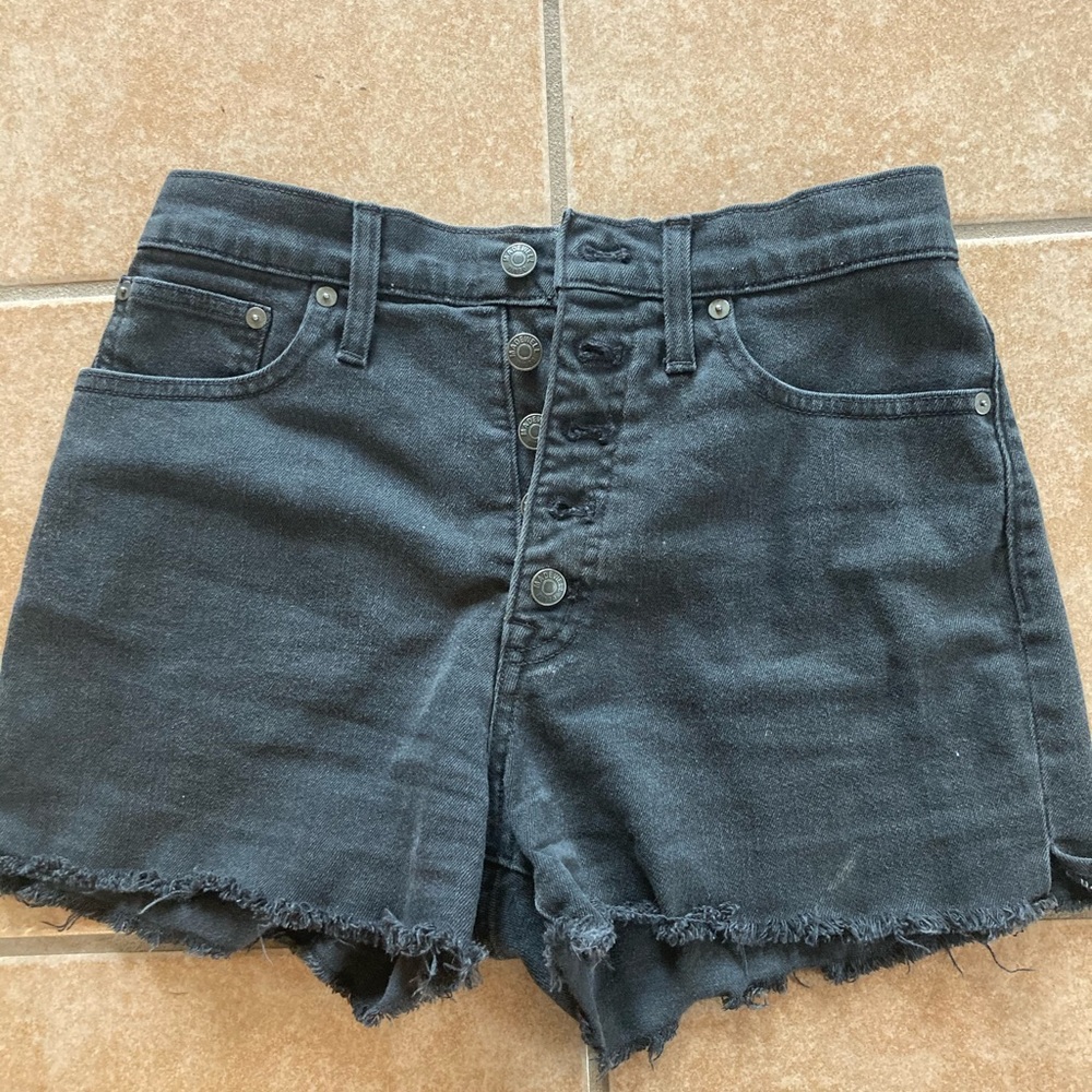 Black distressed Madewell shorts